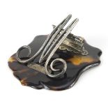 Grey & Co, Edwardian silver and tortoiseshell letter clip, Birmingham 1907, 6cm in length, 16.4g