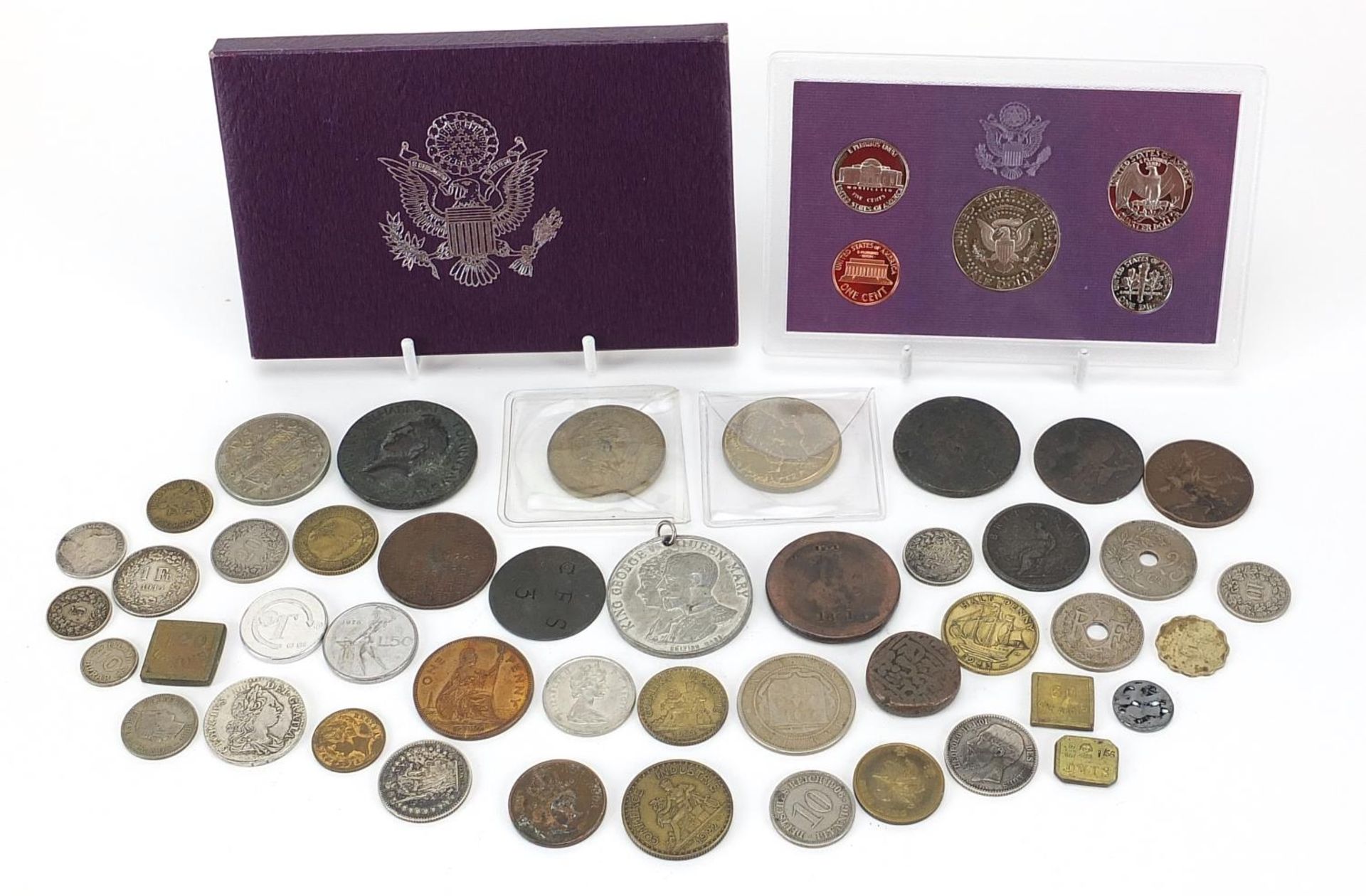 Antique and later world coins including United States proof set