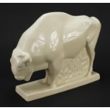 John Skeaping for Wedgwood, white glazed pottery bison, 28.5cm in length