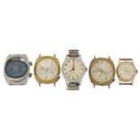 Five vintage wristwatches including Ingersoll Triumph, Memostar alarm, Lectro and Ingersoll