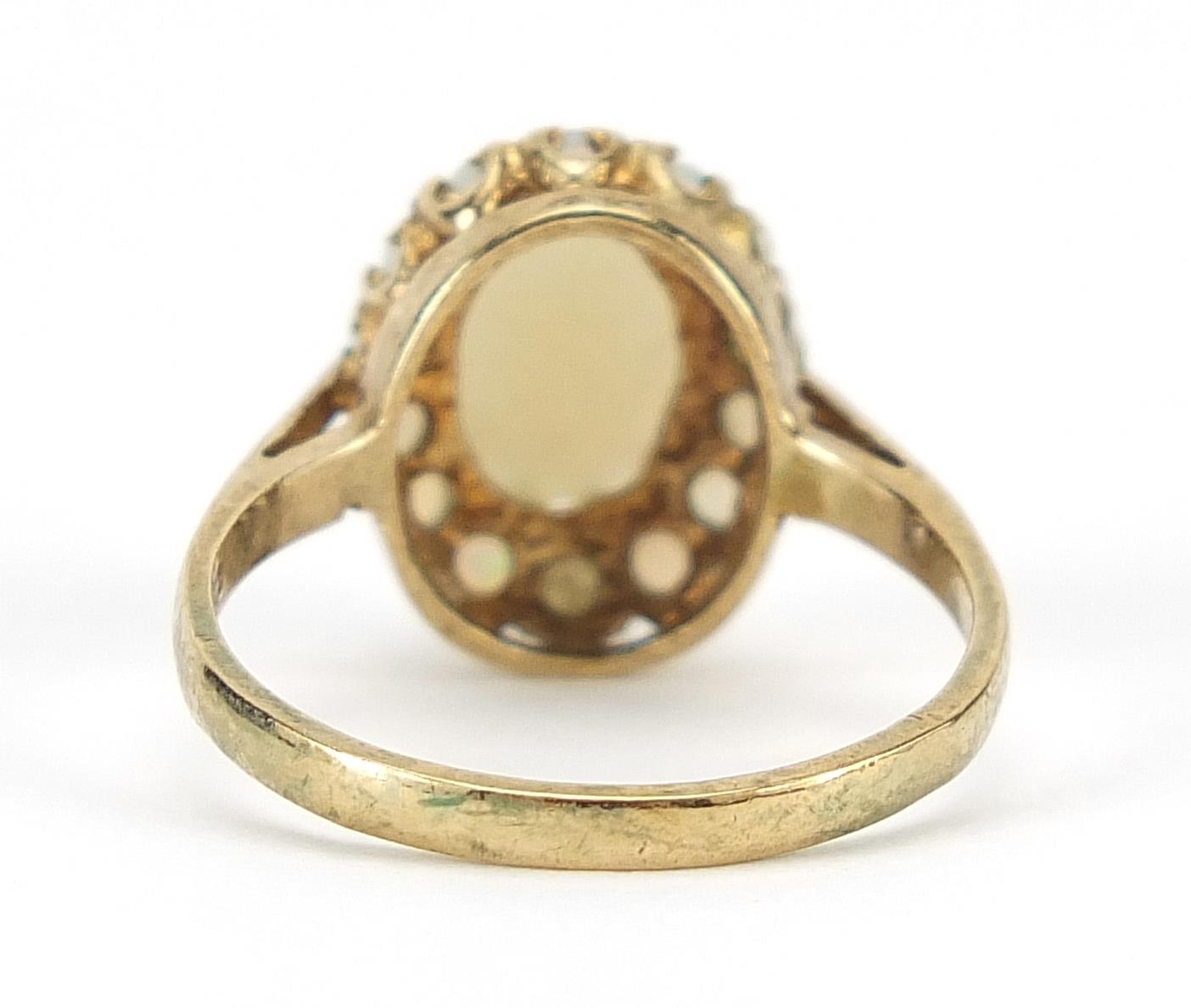 9ct gold opal cluster ring, size O, 2.7g - Image 2 of 3