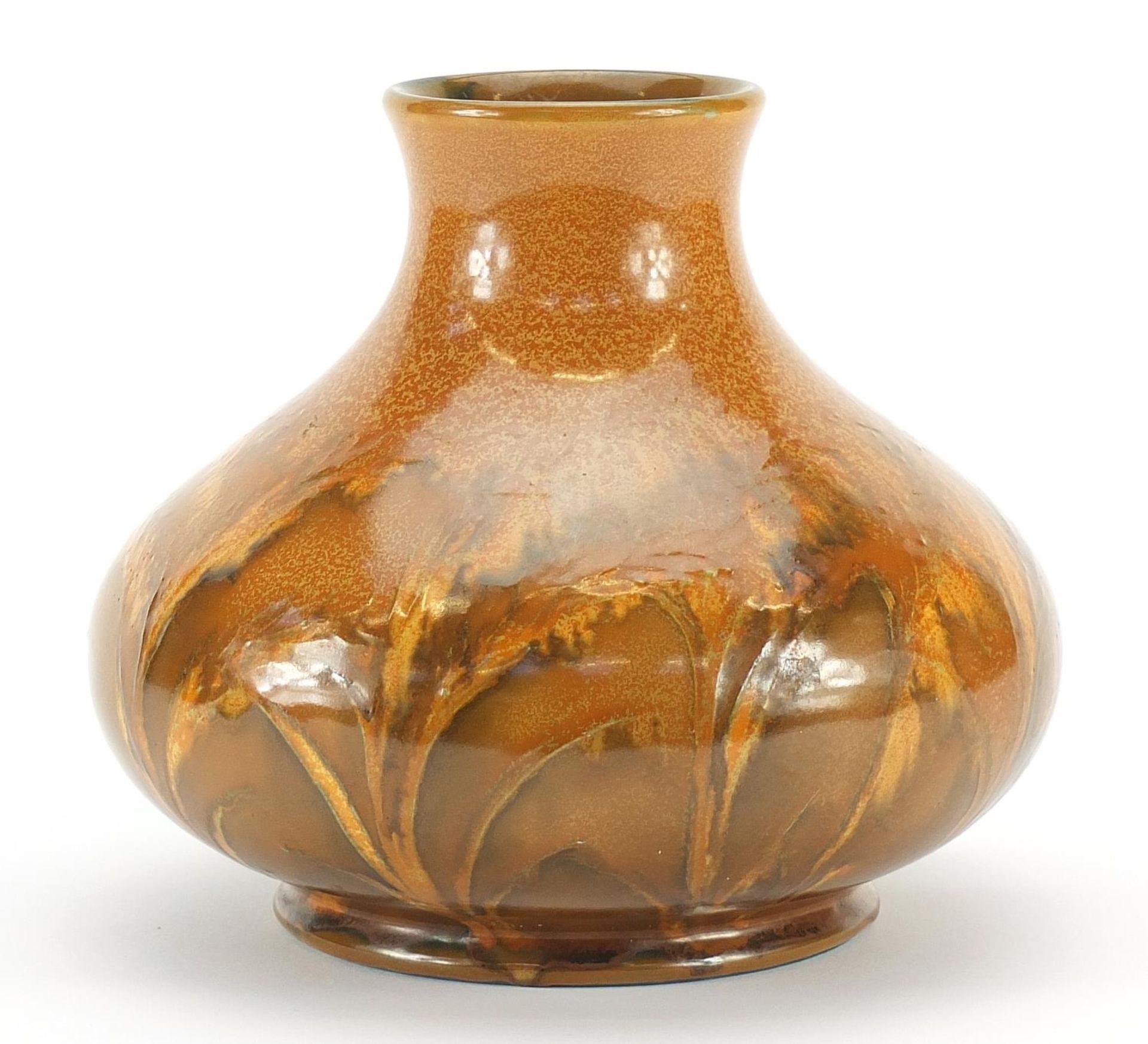 William Moorcroft pottery vase having a mottled orange glaze, 15.5cm high - Bild 2 aus 4