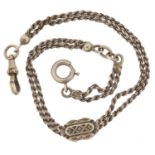 Continental silver rope twist watch chain with swivel clasp, 26cm in length, 11.0g