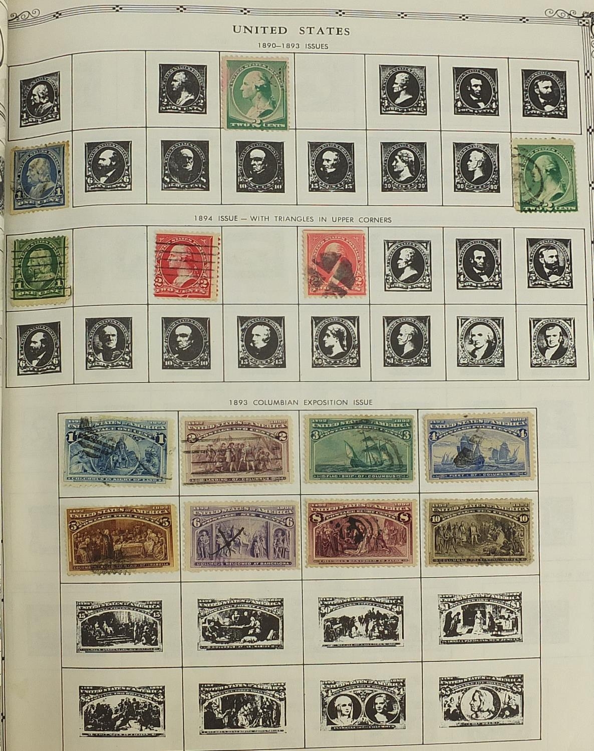 Collection of world stamps arranged in an album from Aden to Egypt