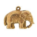 9ct gold elephant charm, 1.5cm in length, 0.8g