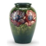 Moorcroft pottery vase hand painted in the Anemone pattern, 24cm high