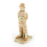James Hadley for Royal Worcester blush ivory figure of The Irishman, 17.5cm high