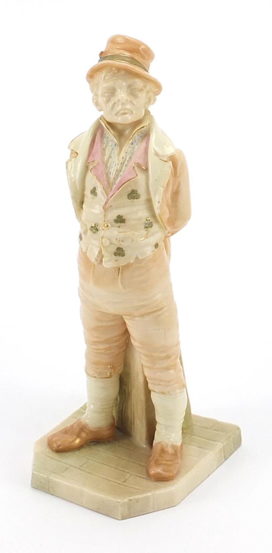 James Hadley for Royal Worcester blush ivory figure of The Irishman, 17.5cm high