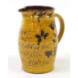 Studio pottery incised jug, 18.5cm high