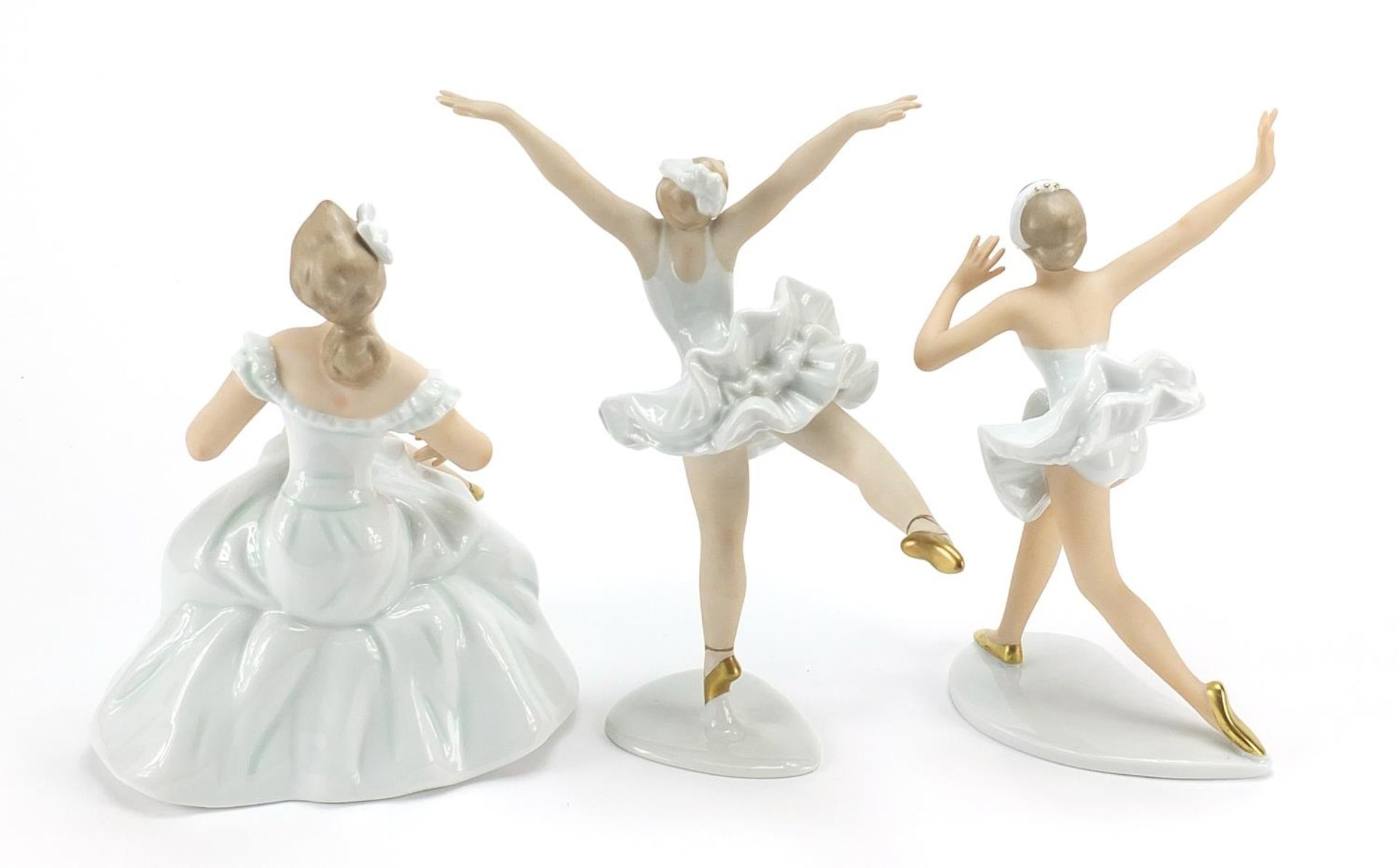Wallendorf, Three German porcelain ballerina figurines, the largest 23cm high - Image 2 of 4
