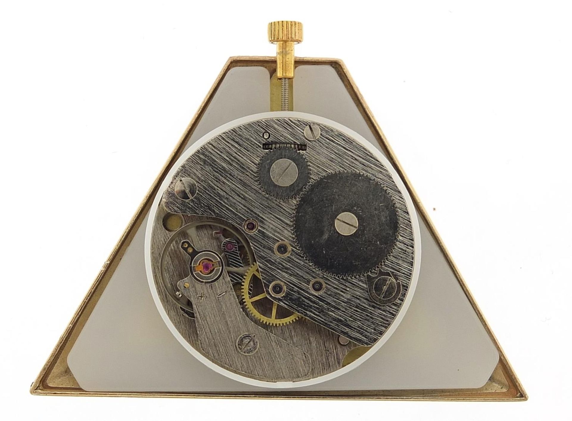 Masonic silver gilt triangular pocket watch, 5cm high, 51.2g - Image 3 of 4