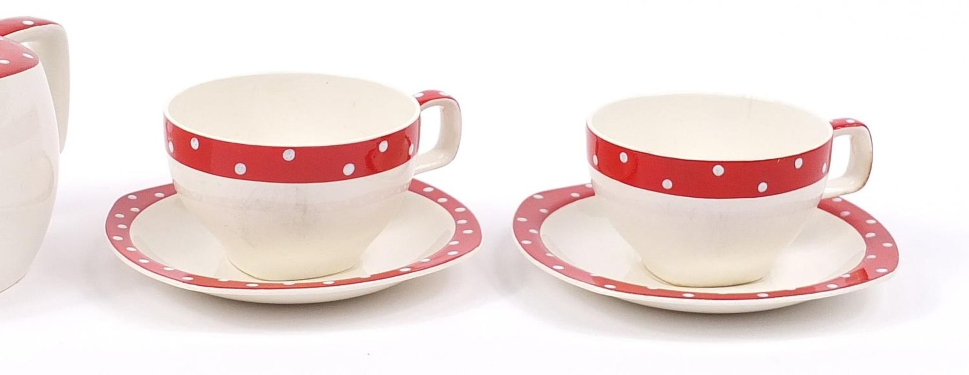 Midwinter Stylecraft Polka Dot pattern part tea service, the teapot 21cm in length - Image 3 of 6