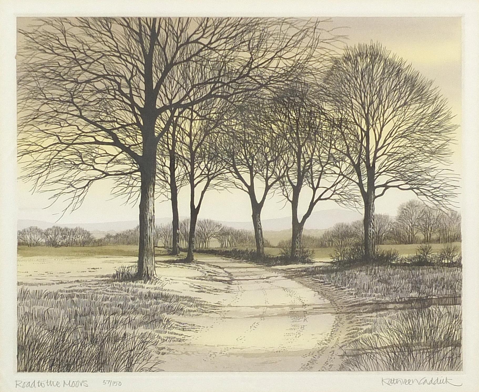 Kathleen Caddick - Road to the Moors, Evening by the Lake, Evening Walk and Melting Snow, four - Image 17 of 21