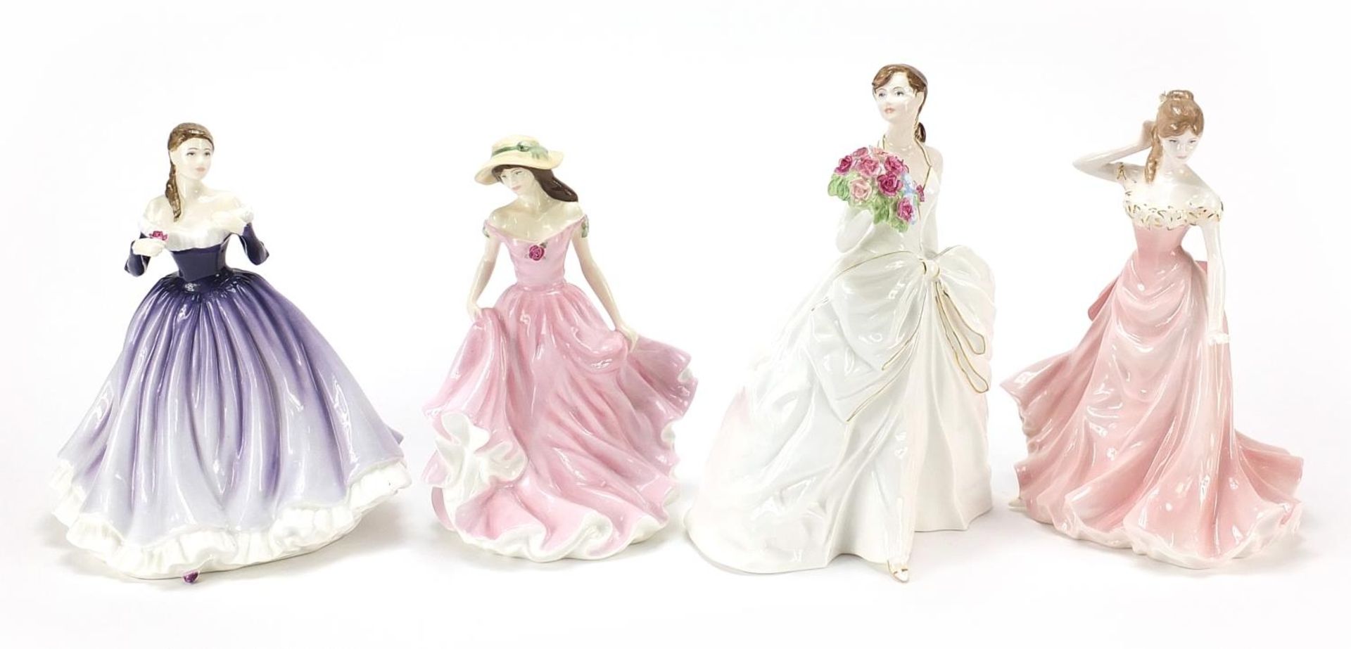 Four Coalport and Royal Doulton figurines with certificates comprising The Jubilee Rose, With this