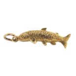 9ct gold trout charm, 2.3cm in length, 1.7g