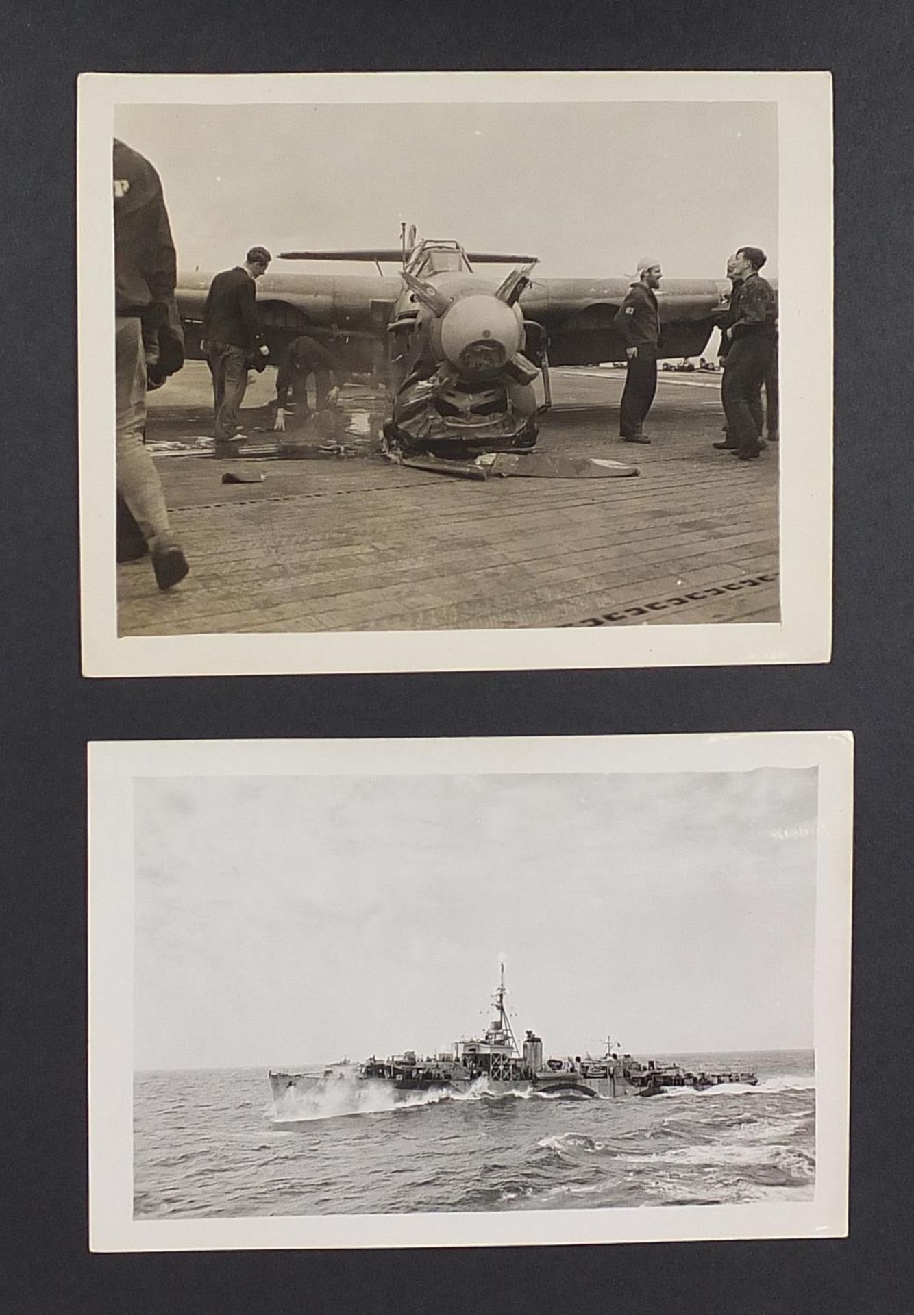 World War II black and white photograph album relating to HMS Rajah Roker class carrier, including - Bild 8 aus 23