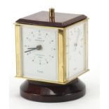 Sewills of Liverpool brass cased four sided clock weather station, 13cm high
