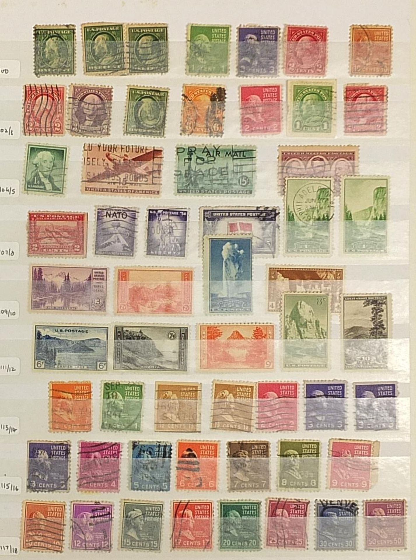 United States of America stamps arranged in an album including early Presidents - Bild 5 aus 6