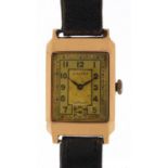 Walker, Art Deco 9ct gold wristwatch housed in a James Walker box, the case 21.6mm wide