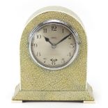 Smiths Electric, Art Deco shagreen dome top mantle clock with ivory mounts and date dial, 18cm high