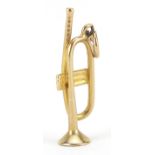 9ct gold trumpet charm, 2.1cm in length, 0.8g