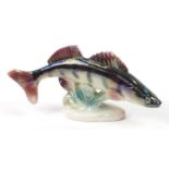 Jema, lustre glaze pottery fish, 40cm in length