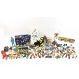 Vintage and later toys including Pokemon cards, Lego Technic, Action man figures, diecast vehicles
