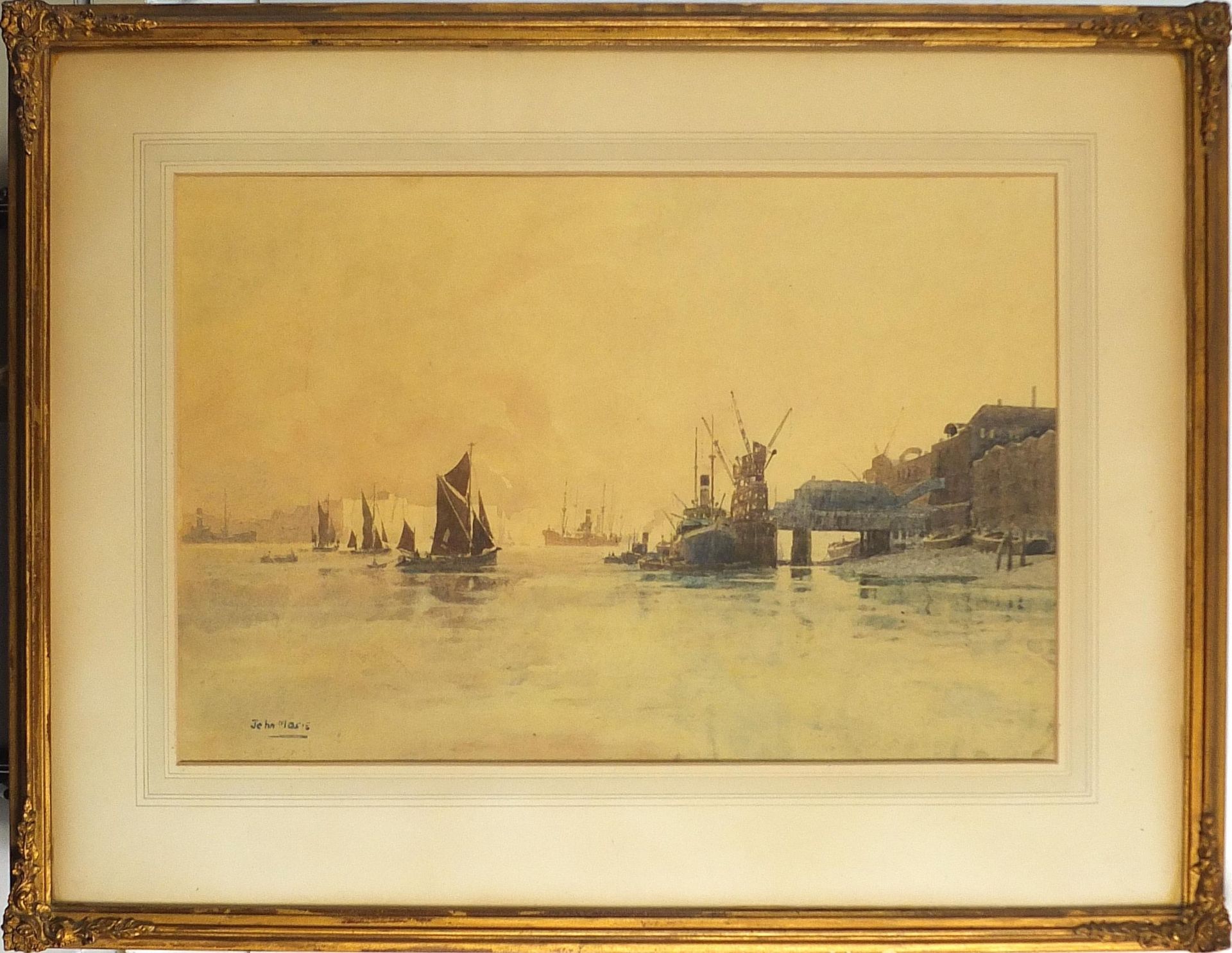 John Mace - Belfast Harbour with ships, Irish watercolour inscribed verso, Old Sailing Ship, - Image 2 of 5