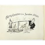 Terence Larry Parkes - Christmas card ink illustration on paper with related photograph and Larry