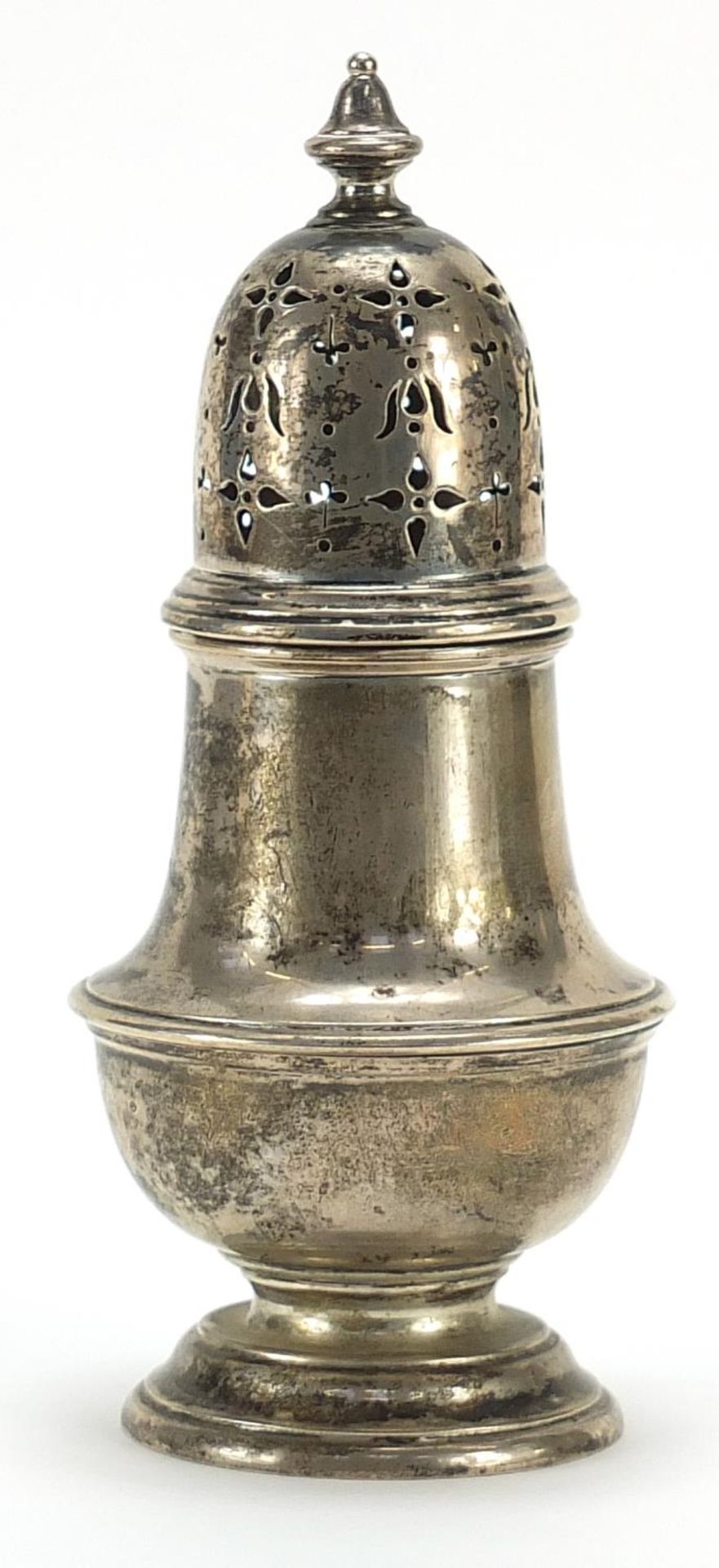 Edward Barnard & Sons Ltd, George V silver baluster shaped sifter, 14.5cm high, 116.0g