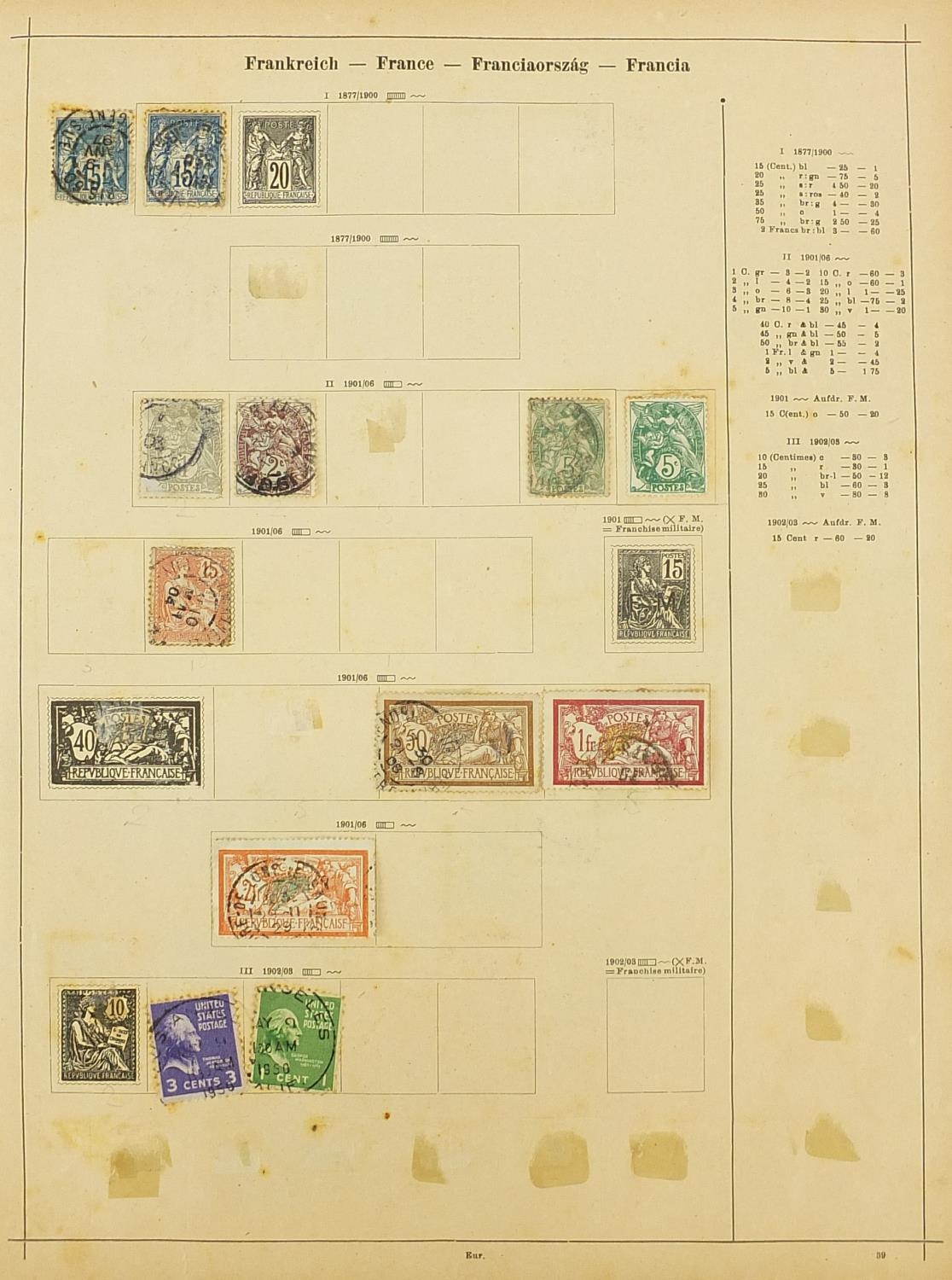 Collection of 19th century and later stamps arranged in an album including Germany, Hungary and