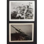 World War II black and white photograph album relating to HMS Rajah Roker class carrier, including