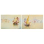 Stanley A Burchett - Venetian lagoons, pair of watercolours, each mounted, framed and glazed, 21.5cm