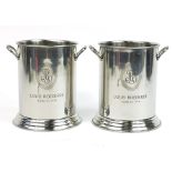 Pair of Louis Roederer Champagne buckets with twin handles, each 25cm high