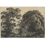 Carl Wilhelm Kolbe - Landscape with oak trees, antique etching Christopher Mendez, London label