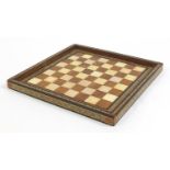 Syrian Moorish style inlaid chess board, 40cm x 40cm