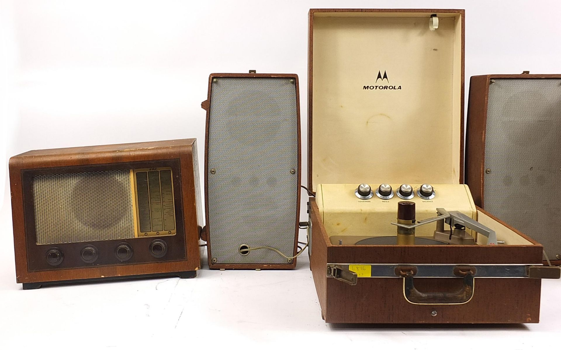 Two vintage radios and a Motorola stereophonic, the largest 50cm high - Image 2 of 3