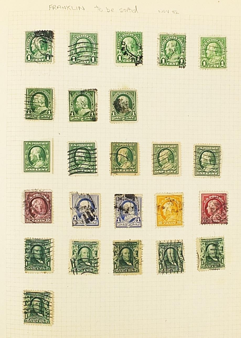 United States of America stamps from the early Presidents to 1950, arranged in an album