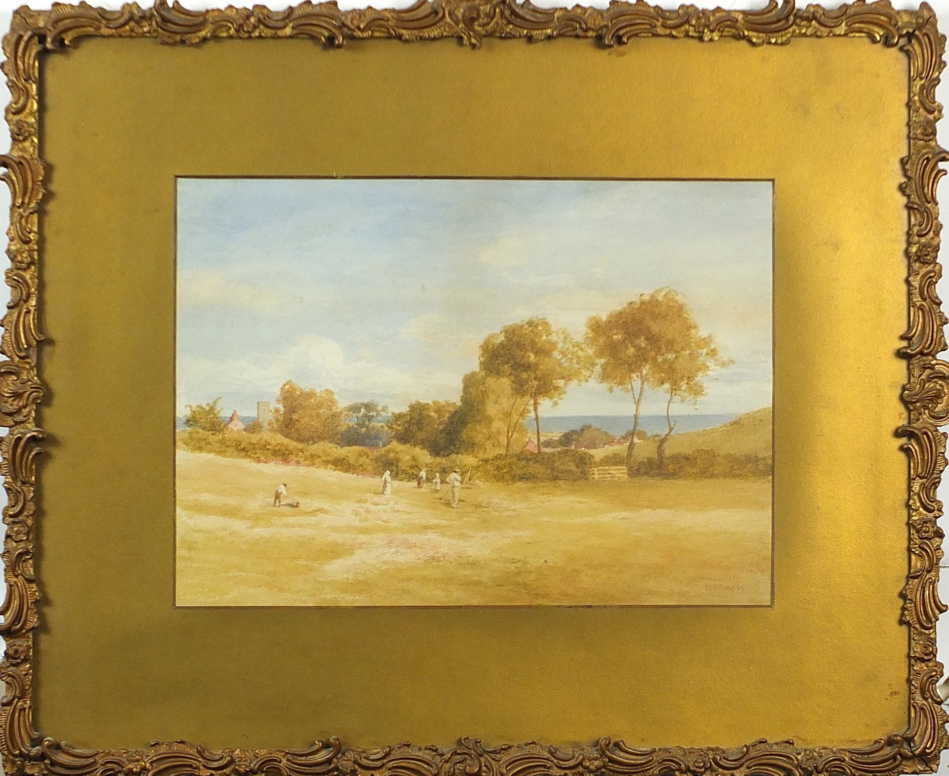 Rural landscape with figures, watercolour, indistinctly signed possibly W A ..... tye, mounted, - Image 2 of 4