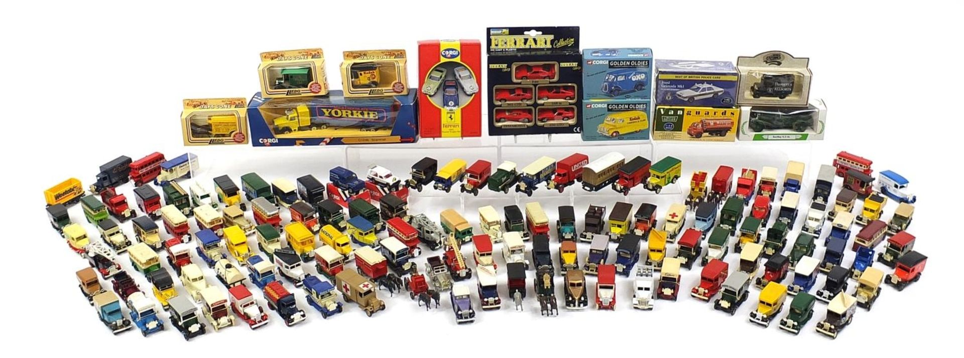 Collection of diecast advertising vehicles, some with boxes including Lledo Days Gone, Models of