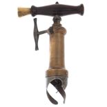 Victorian mechanical corkscrew with side brush impressed Lund Cornhill, 19cm high