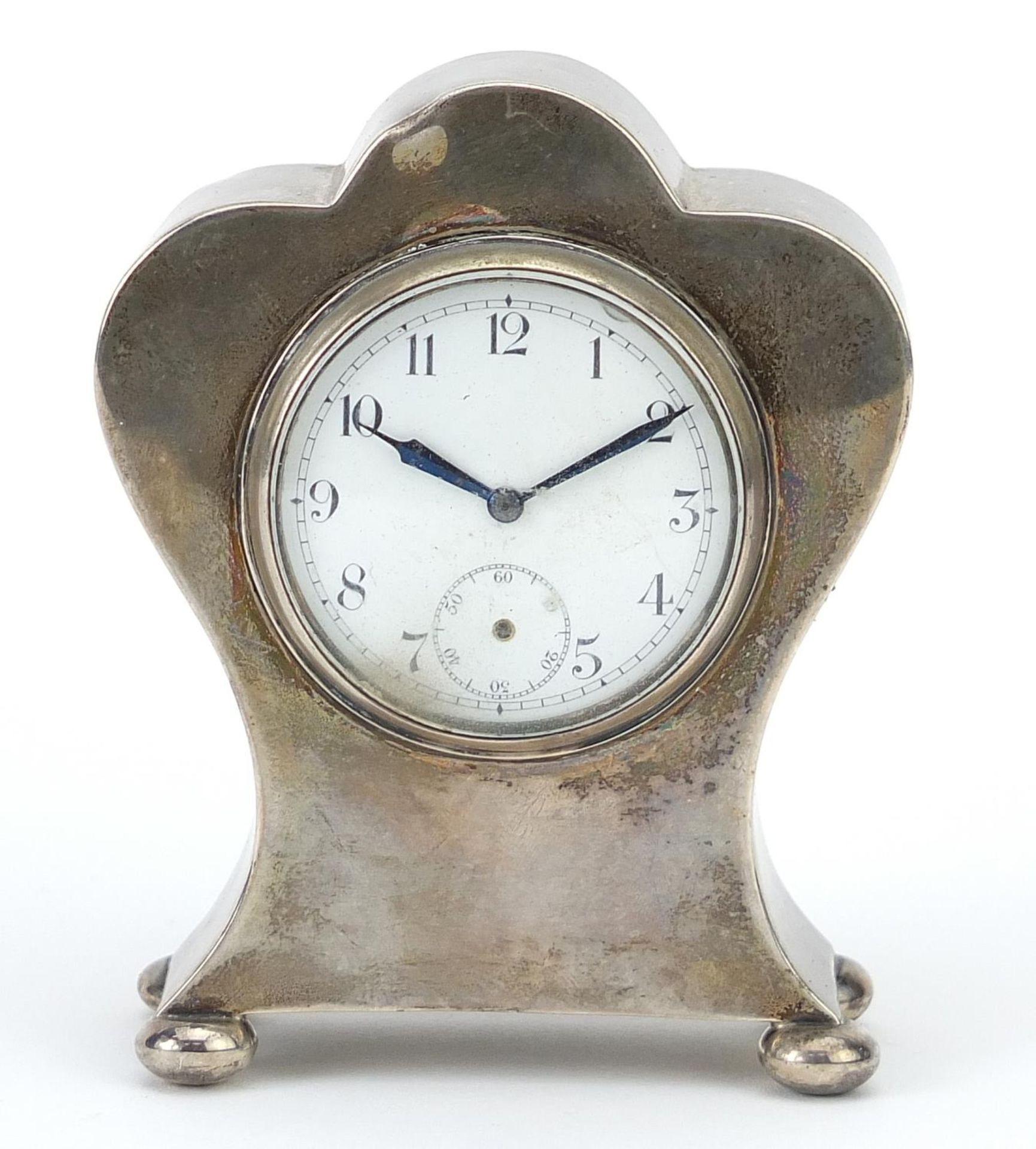 Boots Pure Drug Company, George VI silver cased travel clock, Birmingham 1938, 9cm high, 178.0g