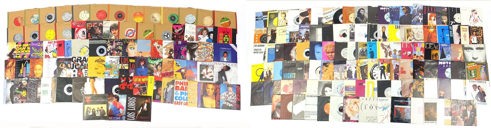 Collection of 45rpm records including Roxanne, The Electric Light Orchestra, Depeche Mode and