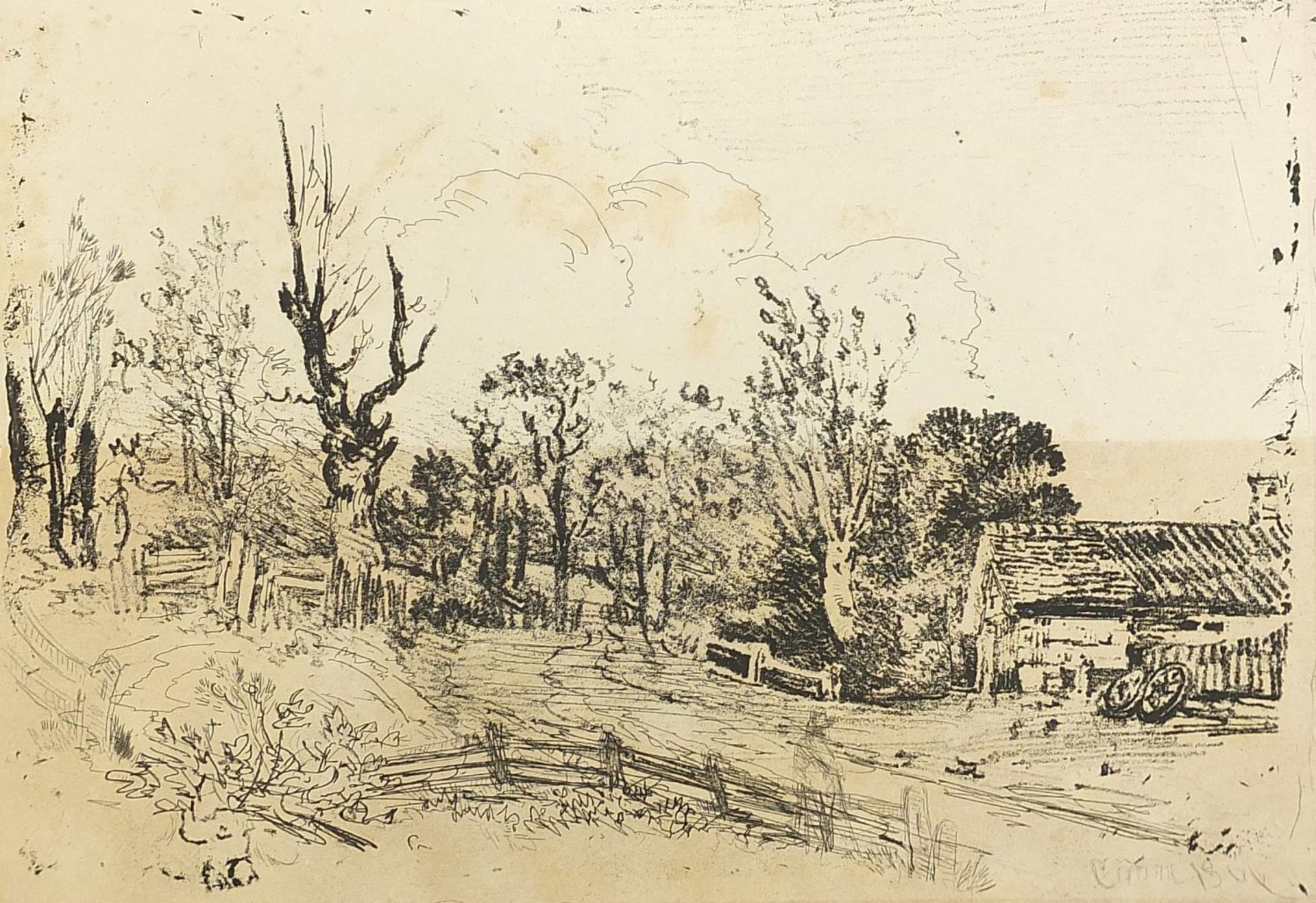Wooded landscapes and cottage, three antique etchings including one in the manner of Thomas - Image 2 of 13