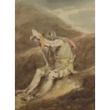Manner of Robert Ker Porter - The Soldier Tired of War, late 18th/early 19th century watercolour,