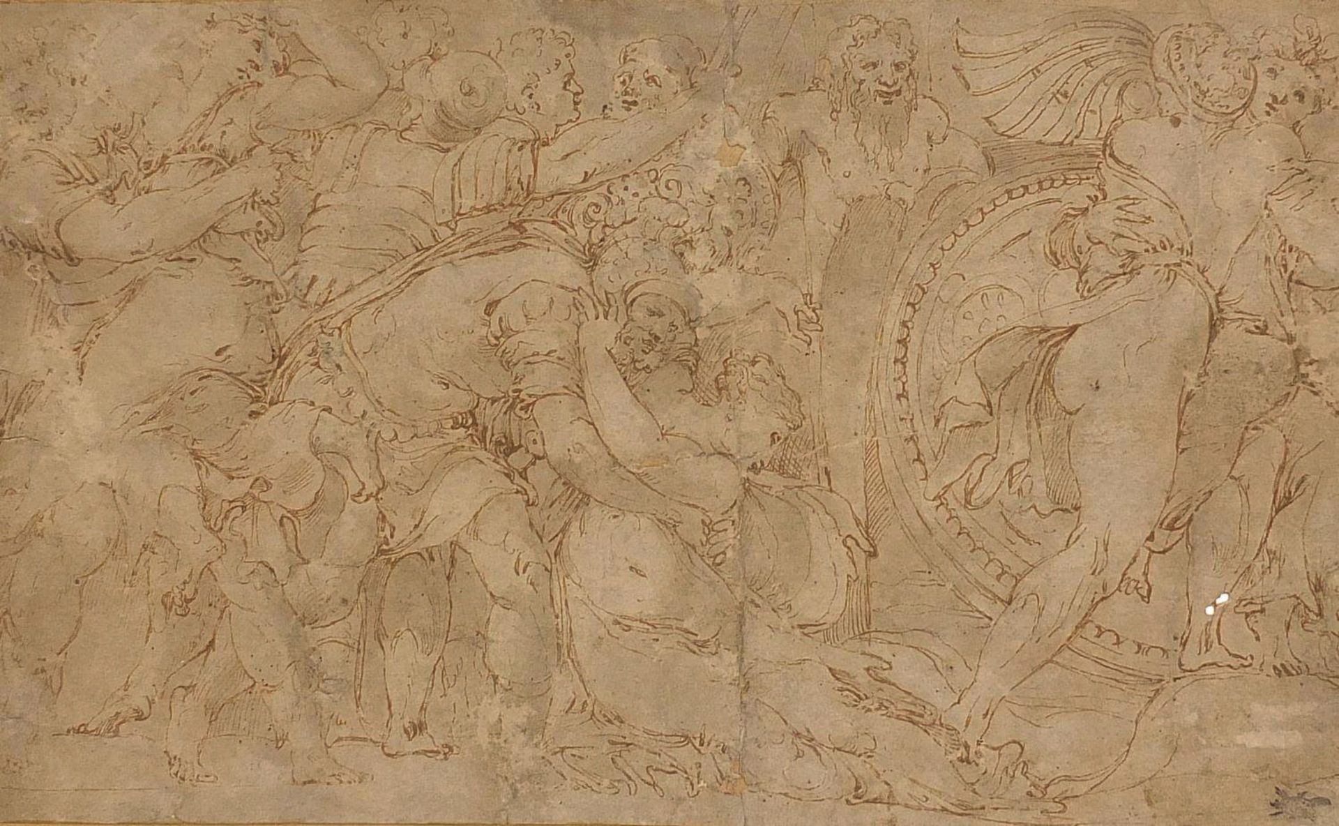 Manner of Polidoro da Caravaggio - The Rape of the Sabine Woman, antique Italian Old Master pen