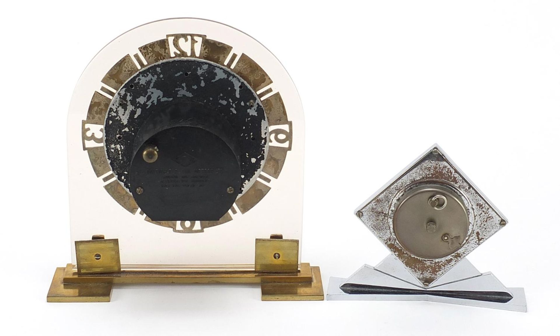 Two Art Deco mantle clocks including BEM, the largest 20cm high - Bild 2 aus 4