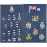 Two framed displays of Hong Kong Police and military badges, framed and glazed, each overall 60cm