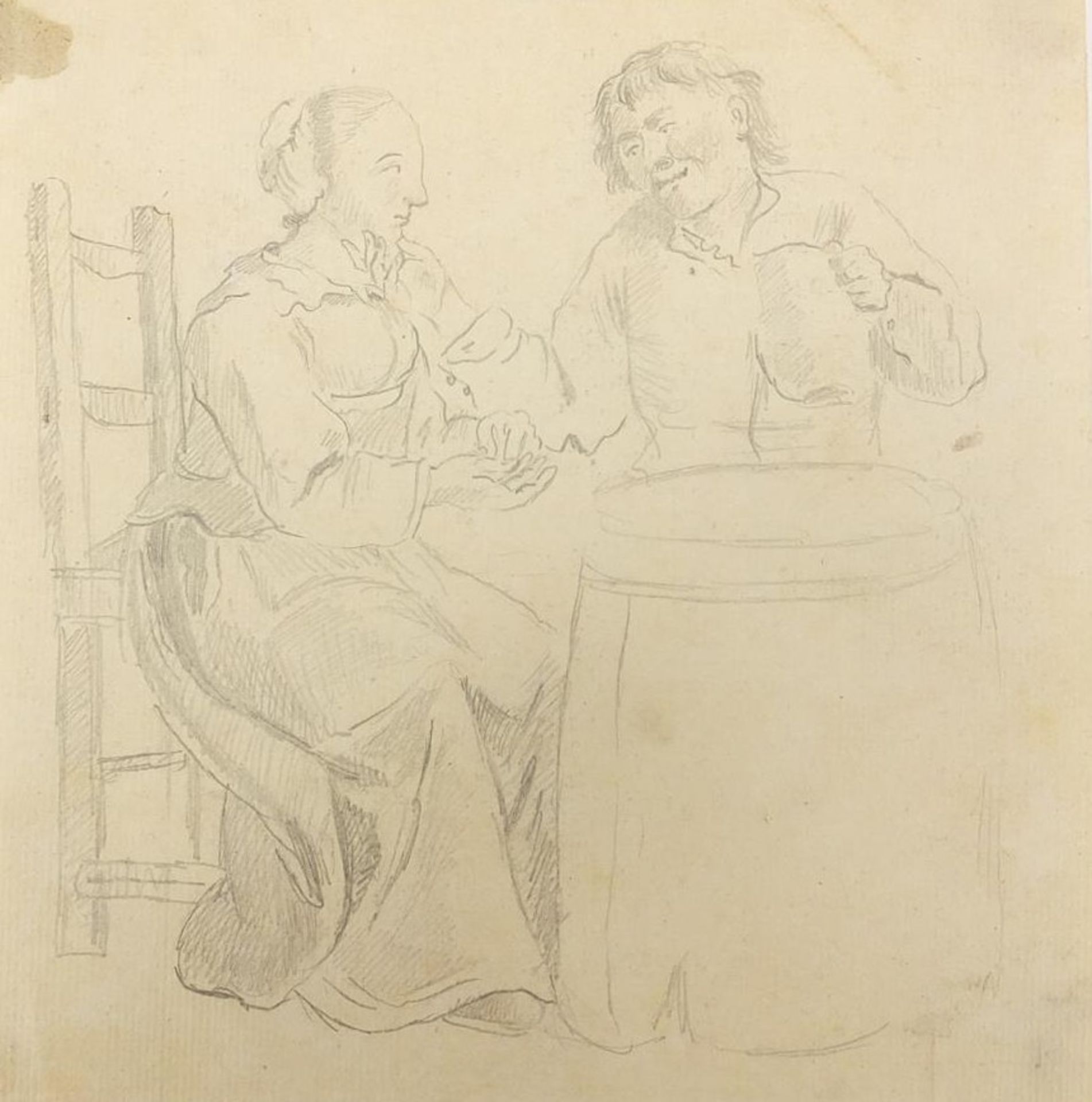 School of George Hayter - Females wearing antique dress and interior scene, four pencil drawings - Image 2 of 13