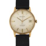 Accurist, gentlemen's 9ct gold wristwatch with date aperture, 34mm in diameter